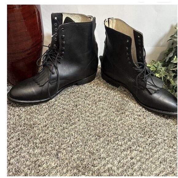 VTG Durango DB1730X Kiltie Western Boots Black Leather 9.5 D Back Heel Zip NEW main image 6